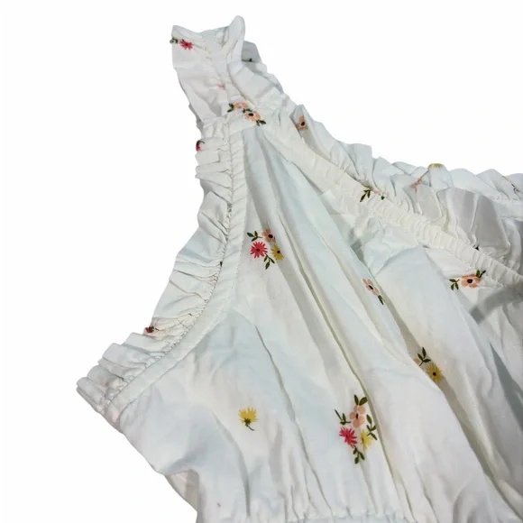 Old Navy Women White Floral Dress Sz M 100% Cotton - Picture 5 of 11